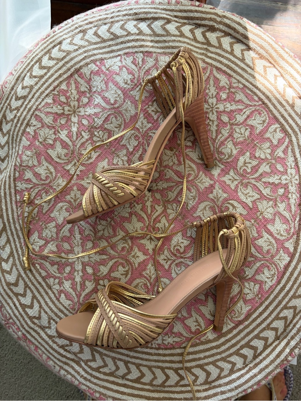Ulla Johnson Leather Nude and Gold heel